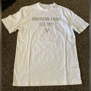 American Eagle women's White Logo Crew Neck T-Shirt size Small NWT see below